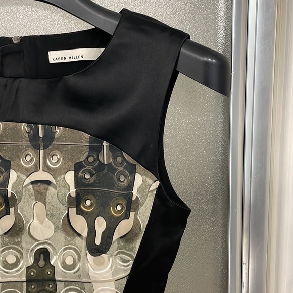 Karen Millen Sheath dress- black with print size 6 US - Picture 4 of 16